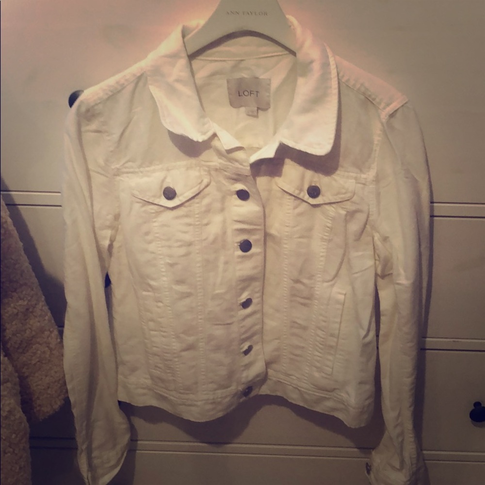 Loft white linen jean-style jacket
